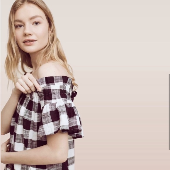 Corey Lynn Calter Off-Shoulder Gingham Dress - Picture 2 of 9